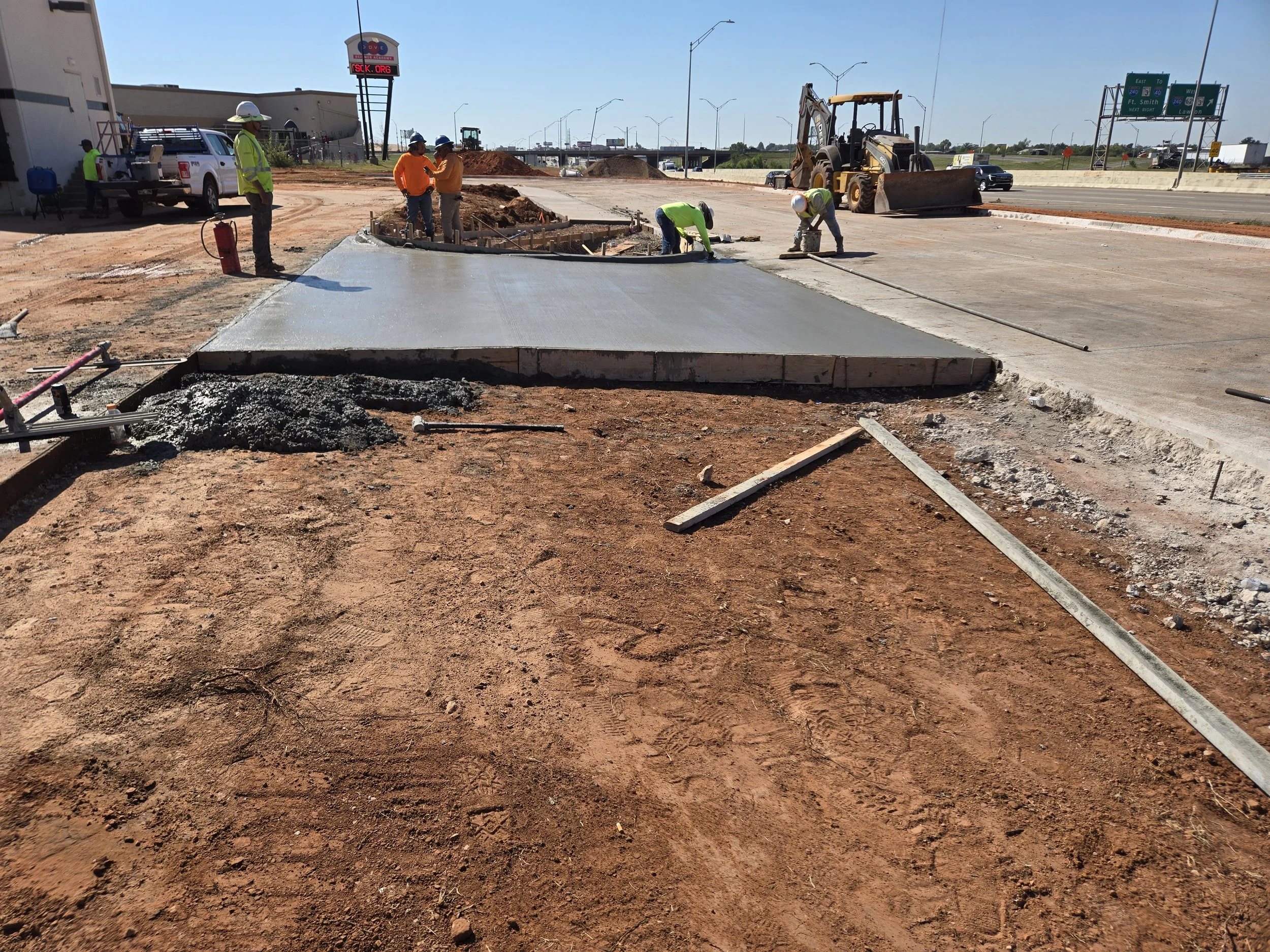 2 different slope driveway for side walk and entrance to business
