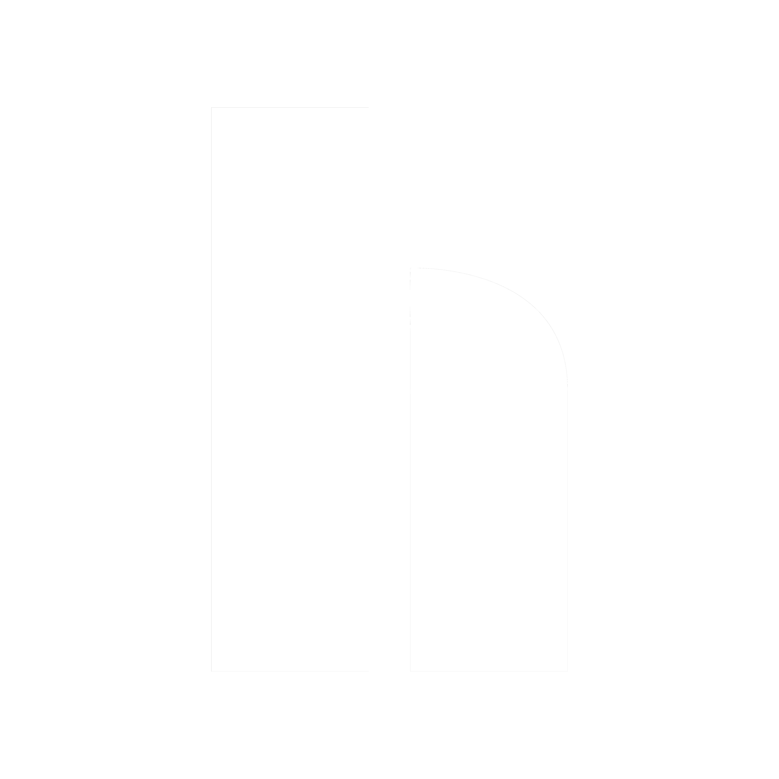 Black background with two white bar shapes, one tall and rectangular and the other shorter with a curved top, resembling a bar chart or infographic.