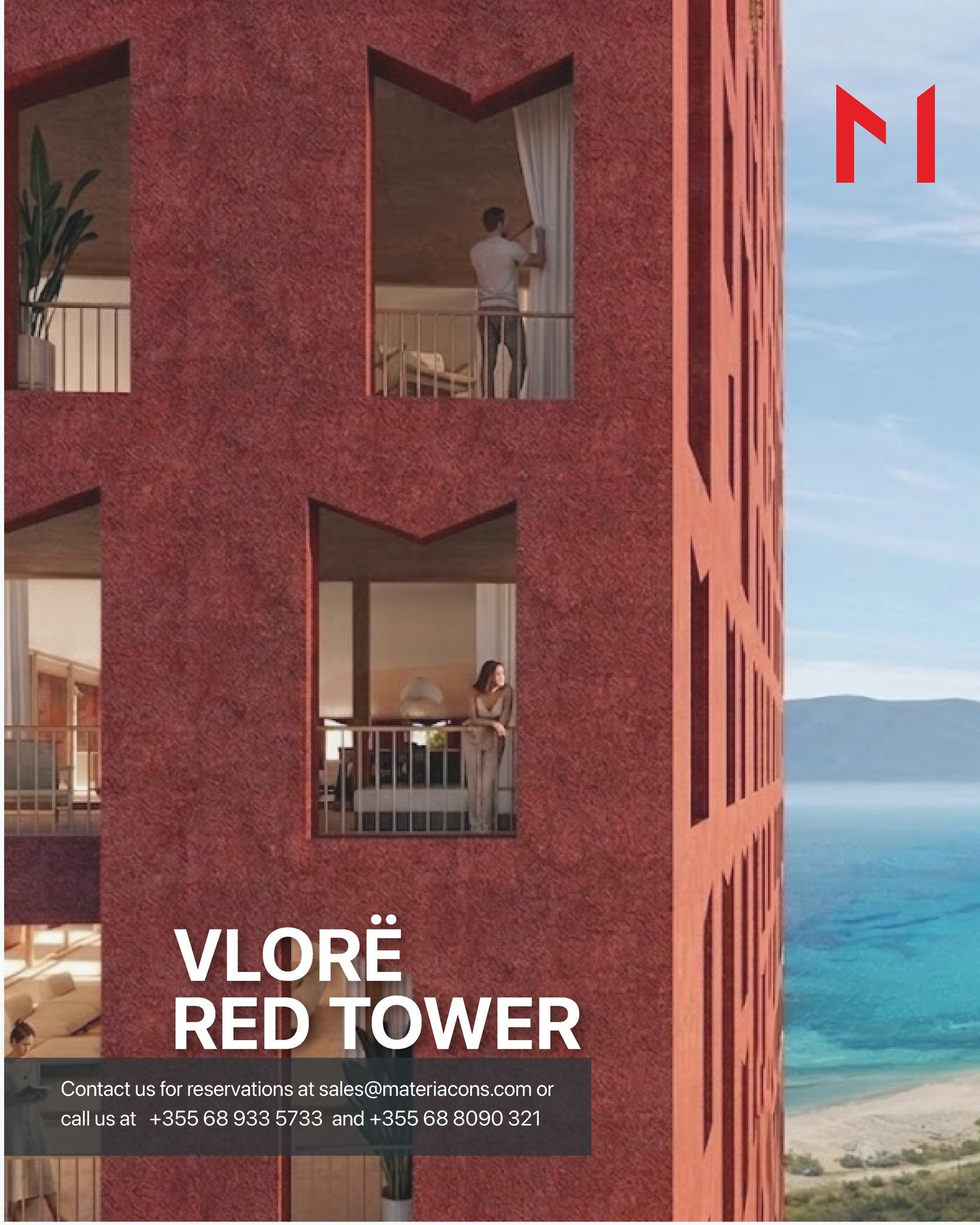 P&euml;rjeto Vlor&euml;n nga nj&euml; tjet&euml;r perspektiv&euml;.

E ngritur mbi vij&euml;n bregdetare, Vlor&euml; Red Tower kombinon arkitektur&euml;n moderne me pamje mahnit&euml;se nga deti dhe nj&euml; lokacion premium n&euml; qytet.

E projekt