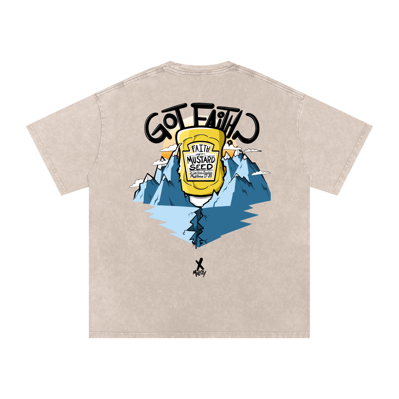 Snow Washed Oversized Cotton T-Shirt - Got Faith?