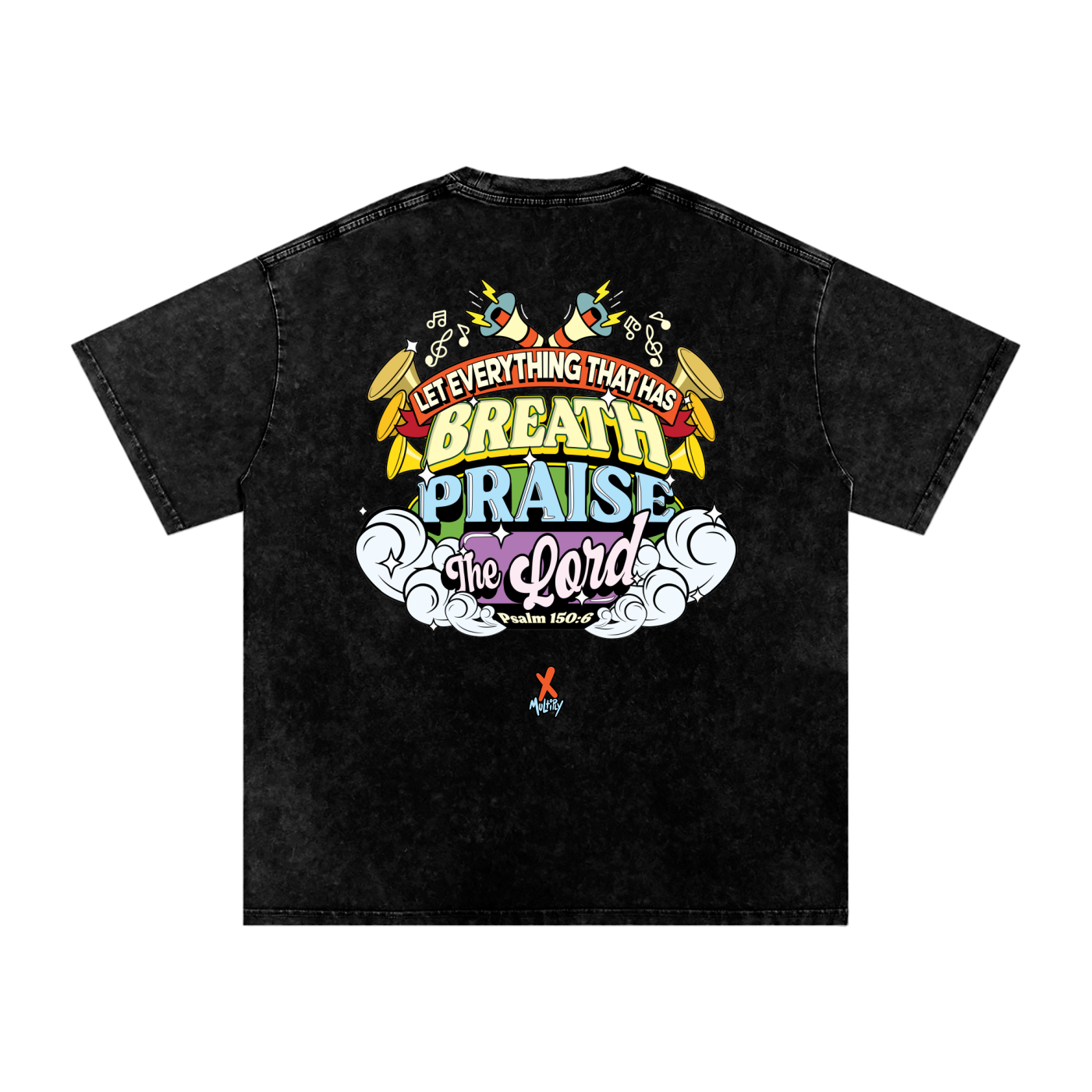 Black Snow Washed Oversized Cotton T-Shirt - Praise the Lord