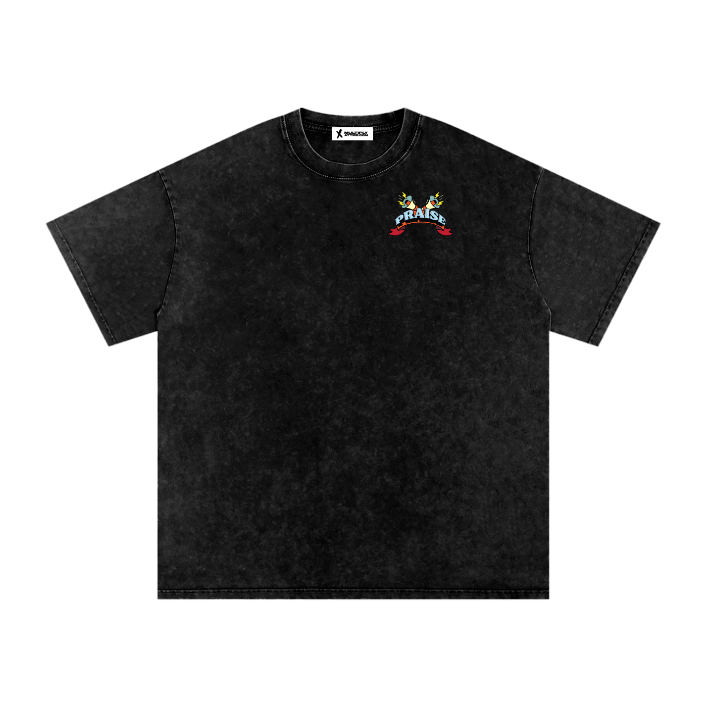 Black Snow Washed Oversized Cotton T-Shirt - Praise the Lord