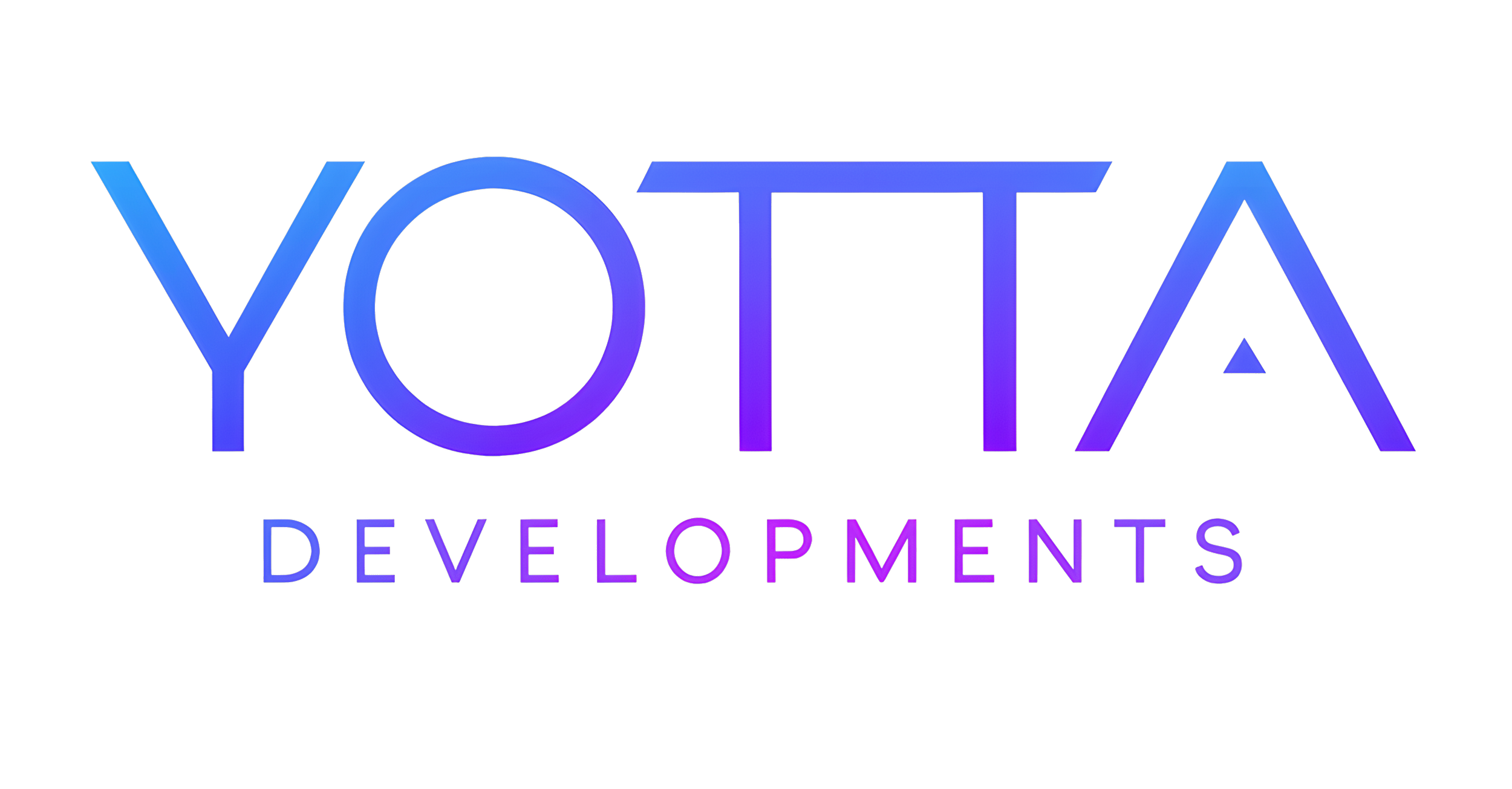 Logo for Yotta Developments with the word 'YOTTA' in blue and purple gradient, and 'DEVELOPMENTS' in purple below.