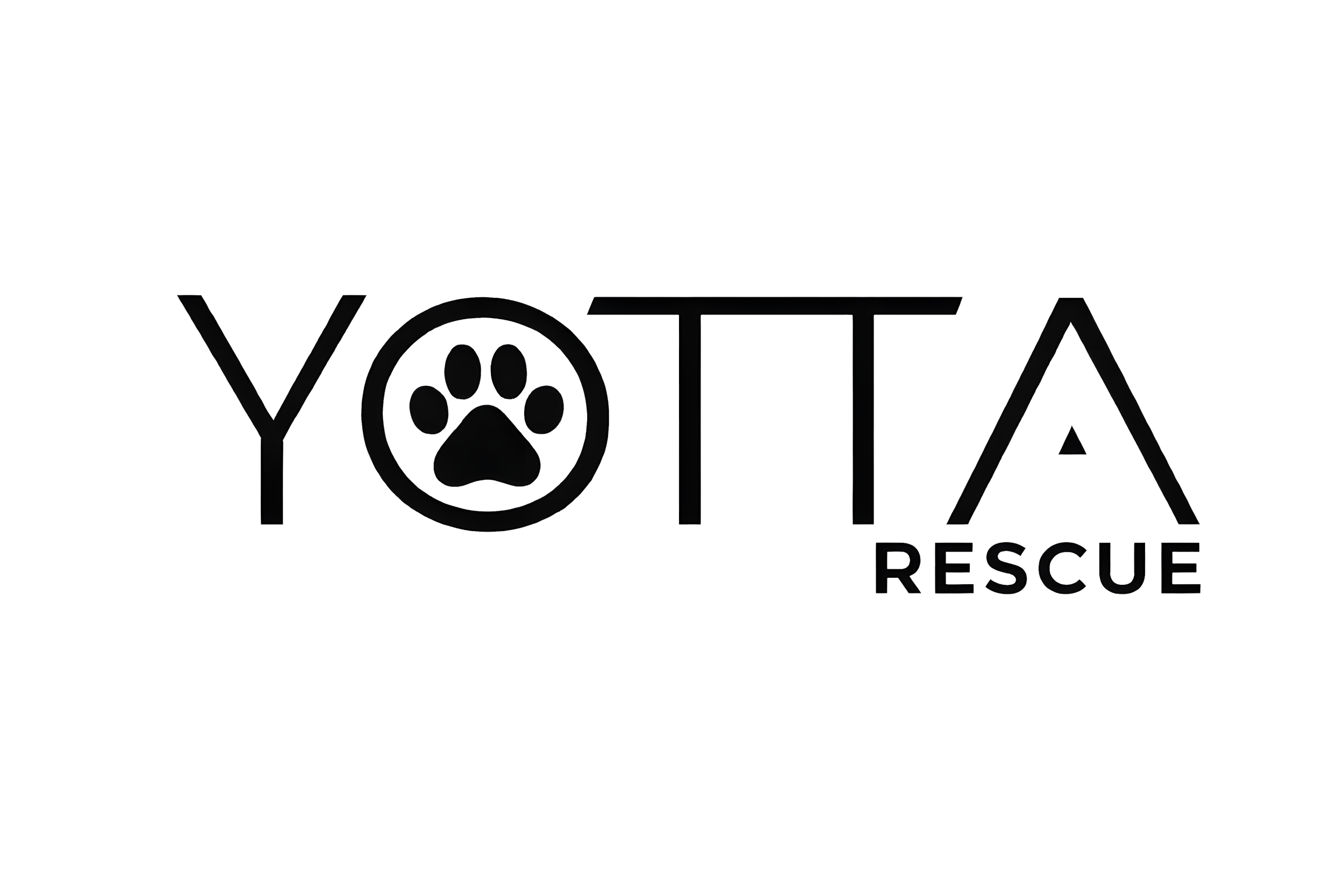 Logo for YOTTA Rescue with a paw print incorporated into the letter 'O'.