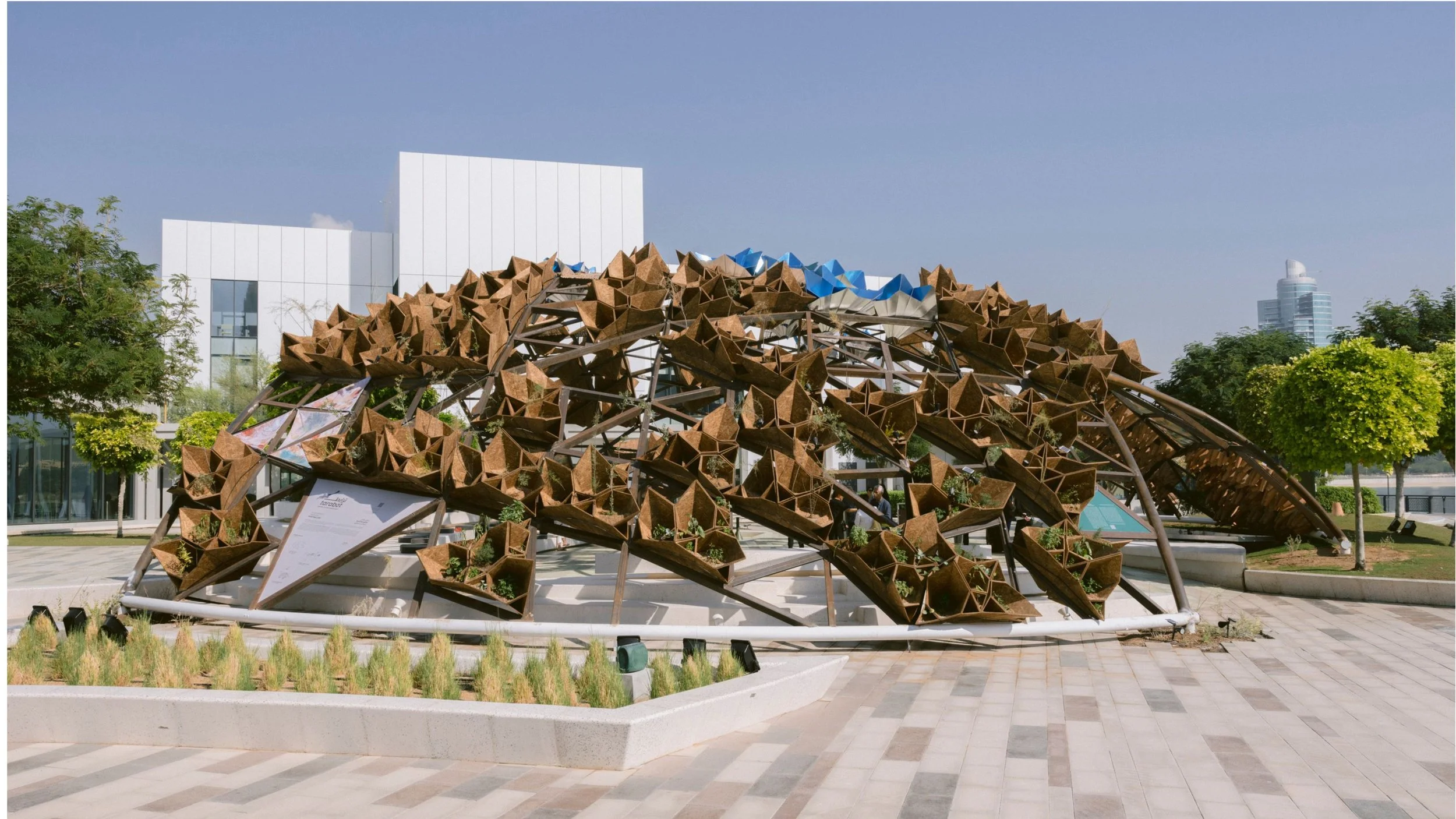 Built within the Jameel Art Centre’s Sculpture Park for COP28, Tarabot is an interspecies pavilion designed by theOtherDada to return life to a degraded urban landscape. Its modular components are fabricated using materials that embody local producti