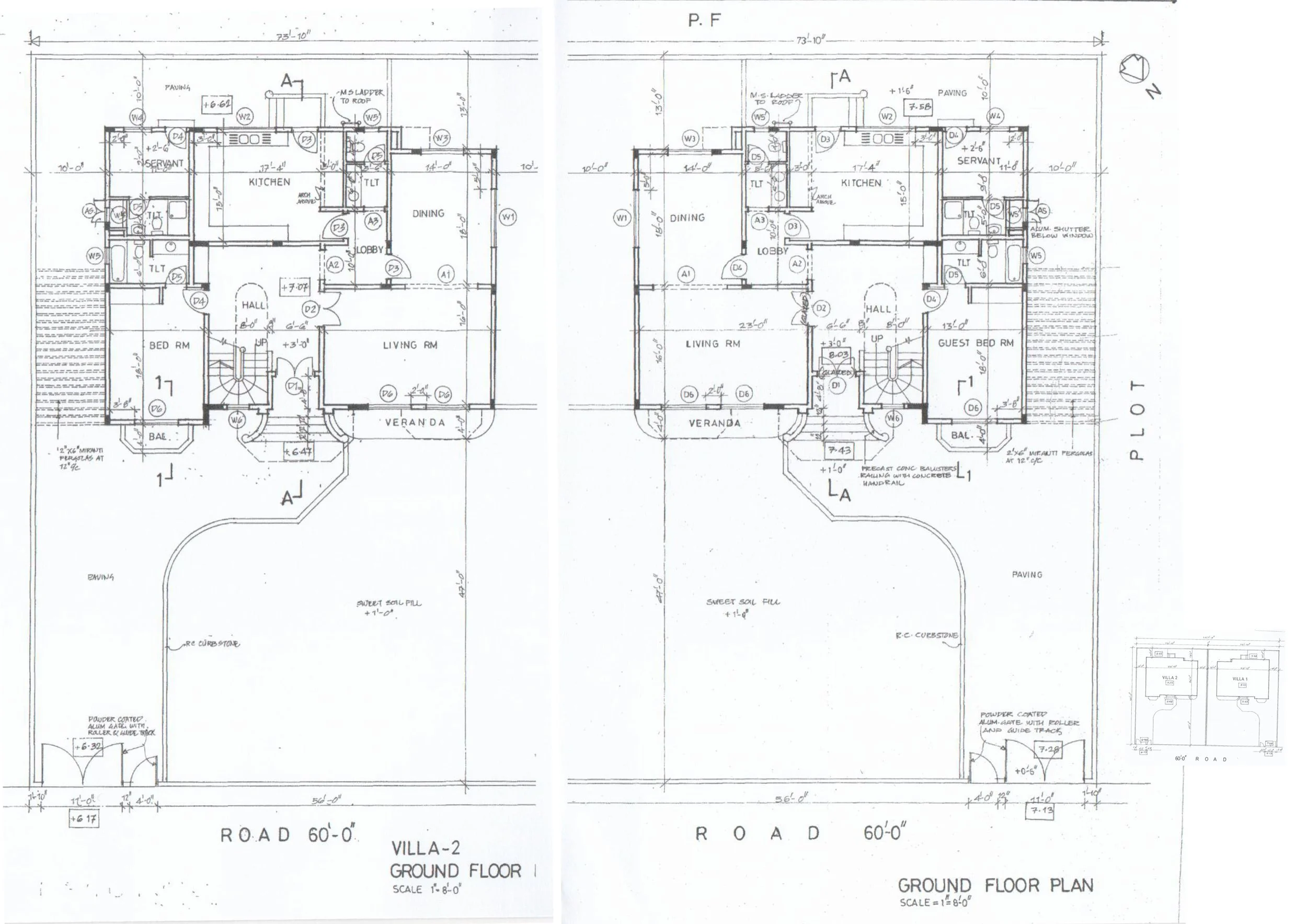 Historical floor plans of the original villas built in 1991.