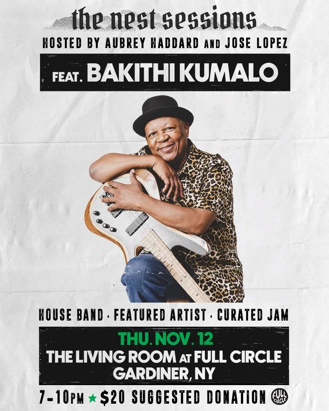 ⭐️FEATURE ANNOUNCEMENT⭐️ 
From South Africa to the Hudson Valley, we are very excited to share that @bakithikumalobass will join us as our featured artist on November 12.

Best known for his work on Graceland by Paul Simon, he has contributed to reco