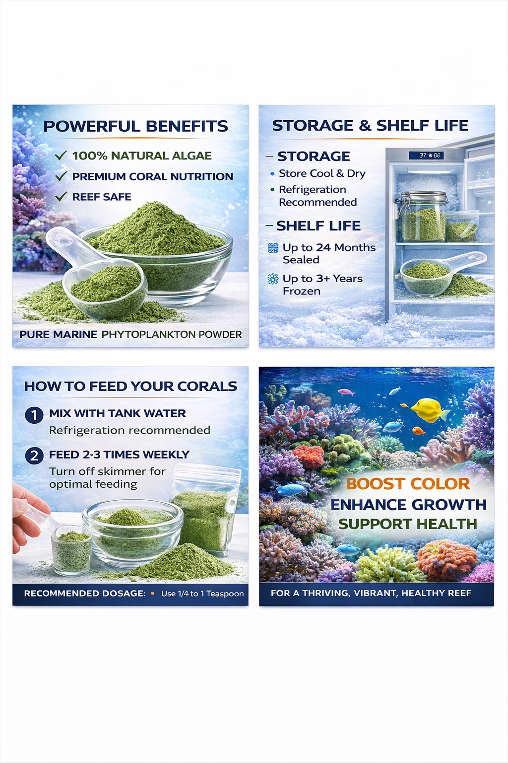 Phytoplankton provides essential nutrients that support coral growth, coloration, and filter feeder health