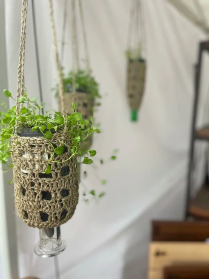 Upcycled Glass Bottle Plant Hanger