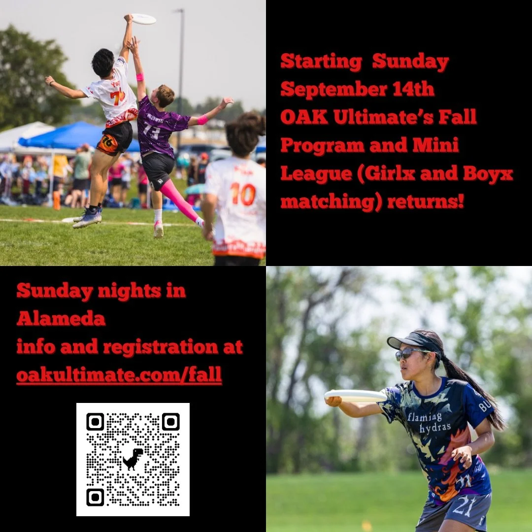 Come join OAK&rsquo;s Fall mini league!  More than info at oakultimate.com/fall