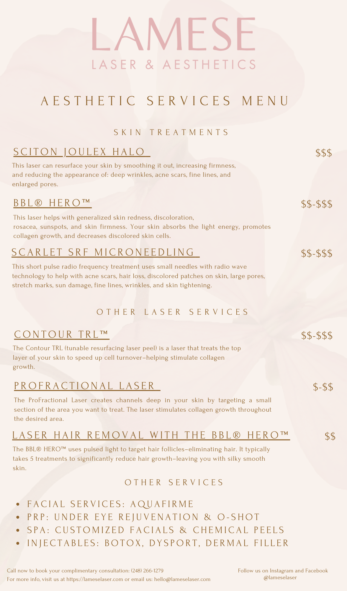 DESIGNED AND CREATED BROCHURE FOR LAMESE MED SPA 
