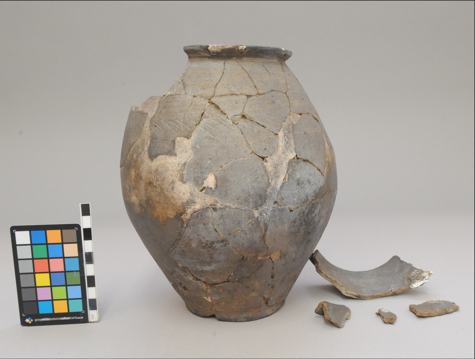 Archeological pot from the Fishborne Roman Palace Museum in West Sussex, condition as received 1