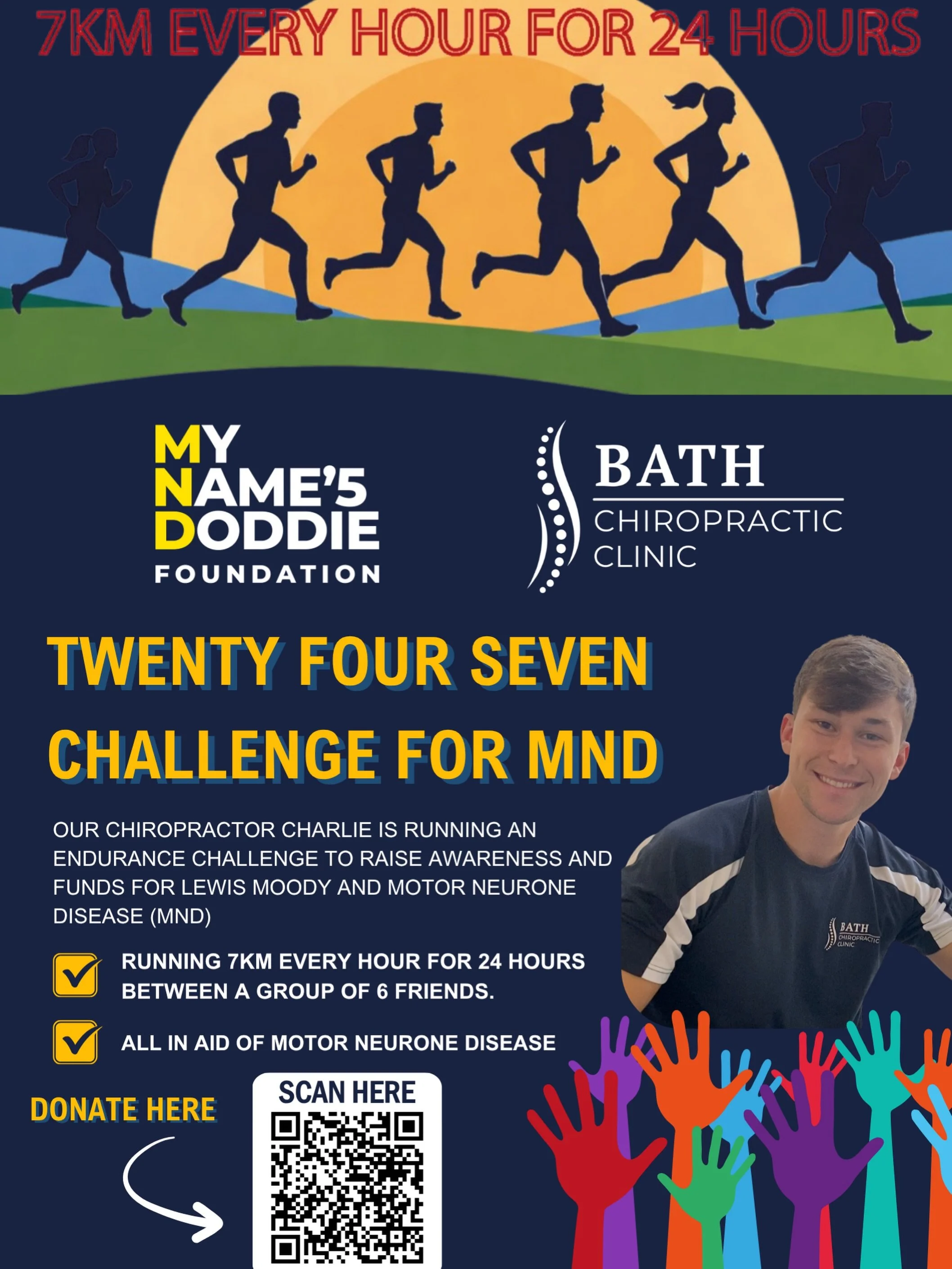 🏃&zwj;♂️ Supporting the fight against MND 🏃&zwj;♂️
This weekend, Charlie from Bath Chiropractic Clinic will be taking part in an incredible endurance challenge to raise money for Motor Neurone Disease (MND) research and support.
Working with a team
