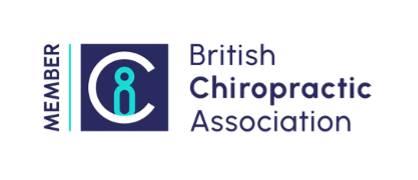 Logo of the British Chiropractic Association with a stylized letter C and a circular design, featuring blue and white colors.