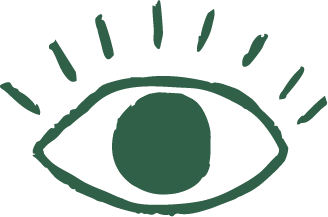 Illustration of a stylized eye with lines radiating outward.