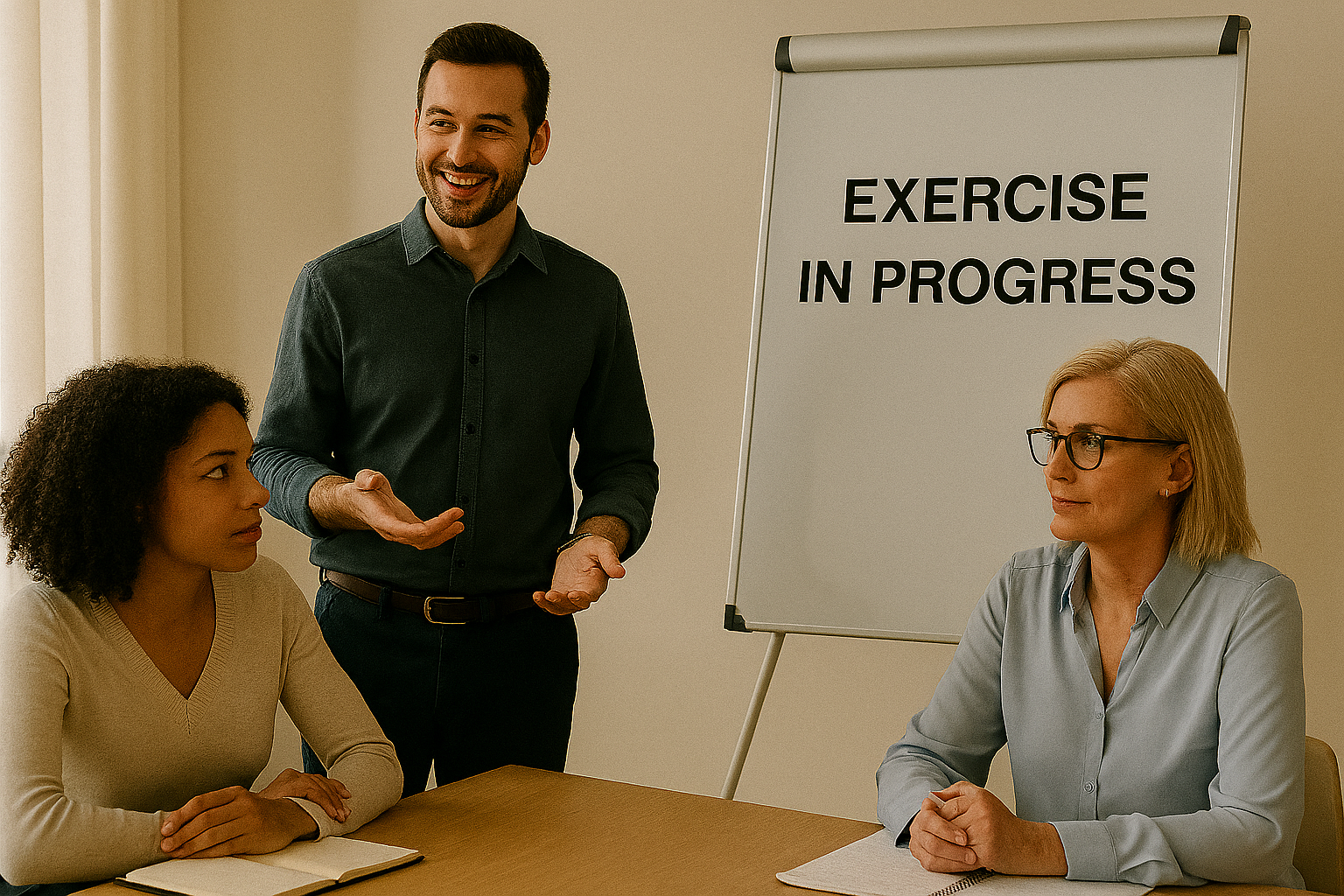 People are engaged in an emergency exercise and training event.