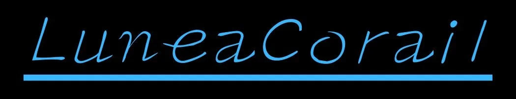 Text in blue cursive writing that reads "LumeaCoral" with a blue underline beneath it.