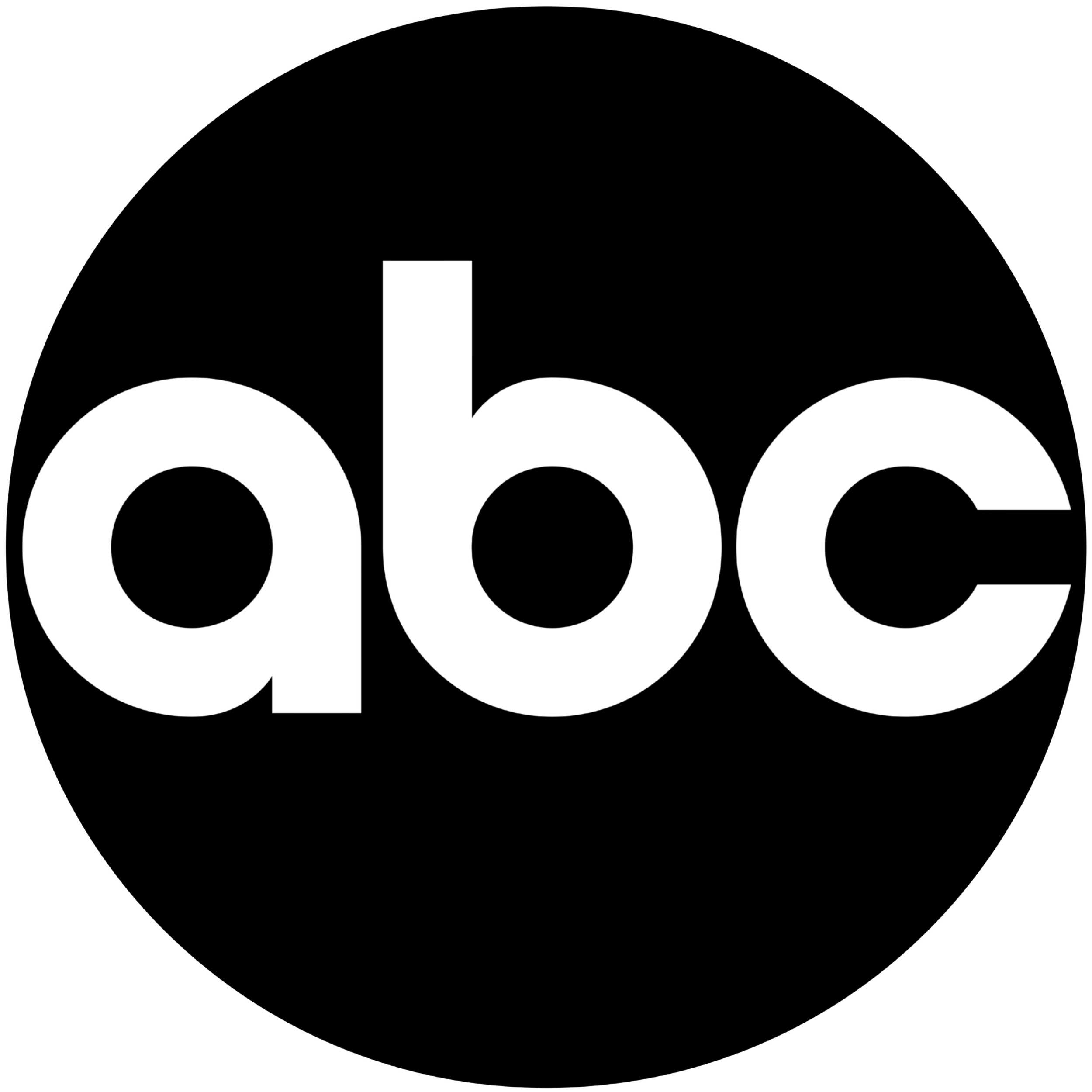 ABC network logo: Black circle with "abc" in transparent, lowercase letters