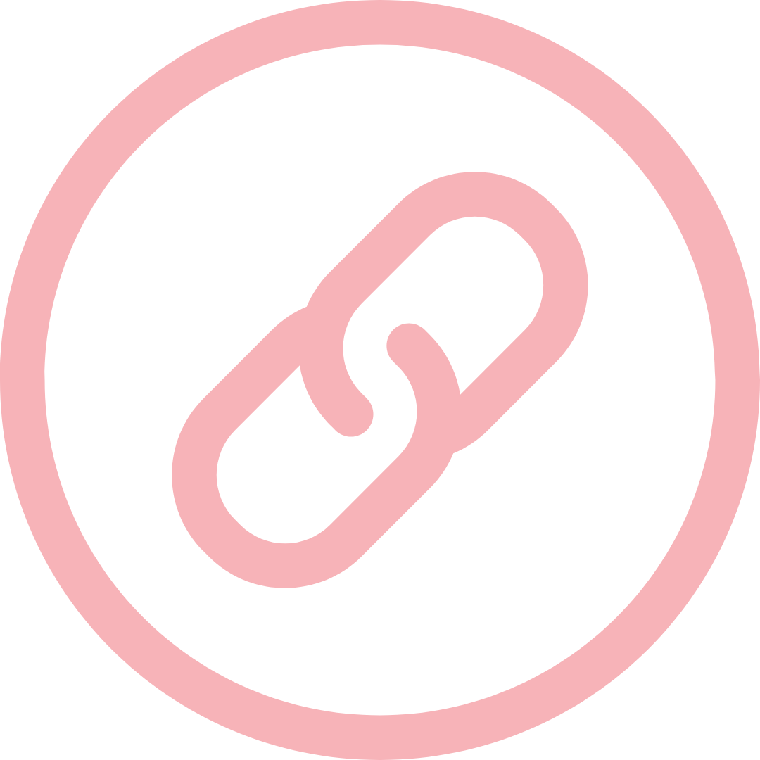 Pink icon of a chain link in a circle