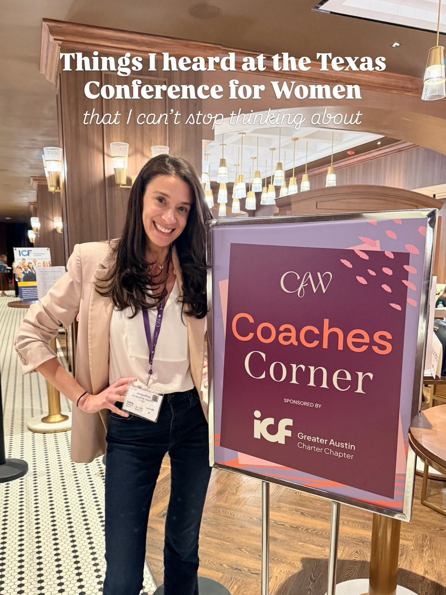 Things I heard at the Texas Conference for Women that I can&rsquo;t stop thinking about 👇

I spent the day volunteering as a coach with ICF Greater Austin, and I left with a full notebook from the main stage.

The 8 favorites I had to share:
✨ &ldqu
