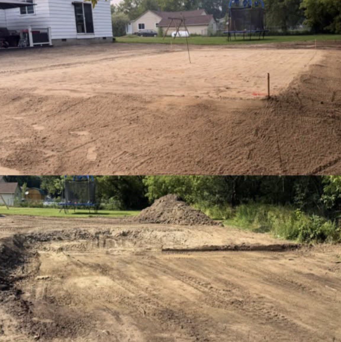 Before and after site preparation, excavation, and grading work by Elite Excavating LLC in Southeast Michigan.