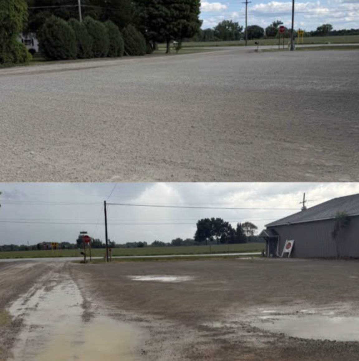 Before and after gravel installation and grading project completed by Elite Excavating LLC in Southeast Michigan.