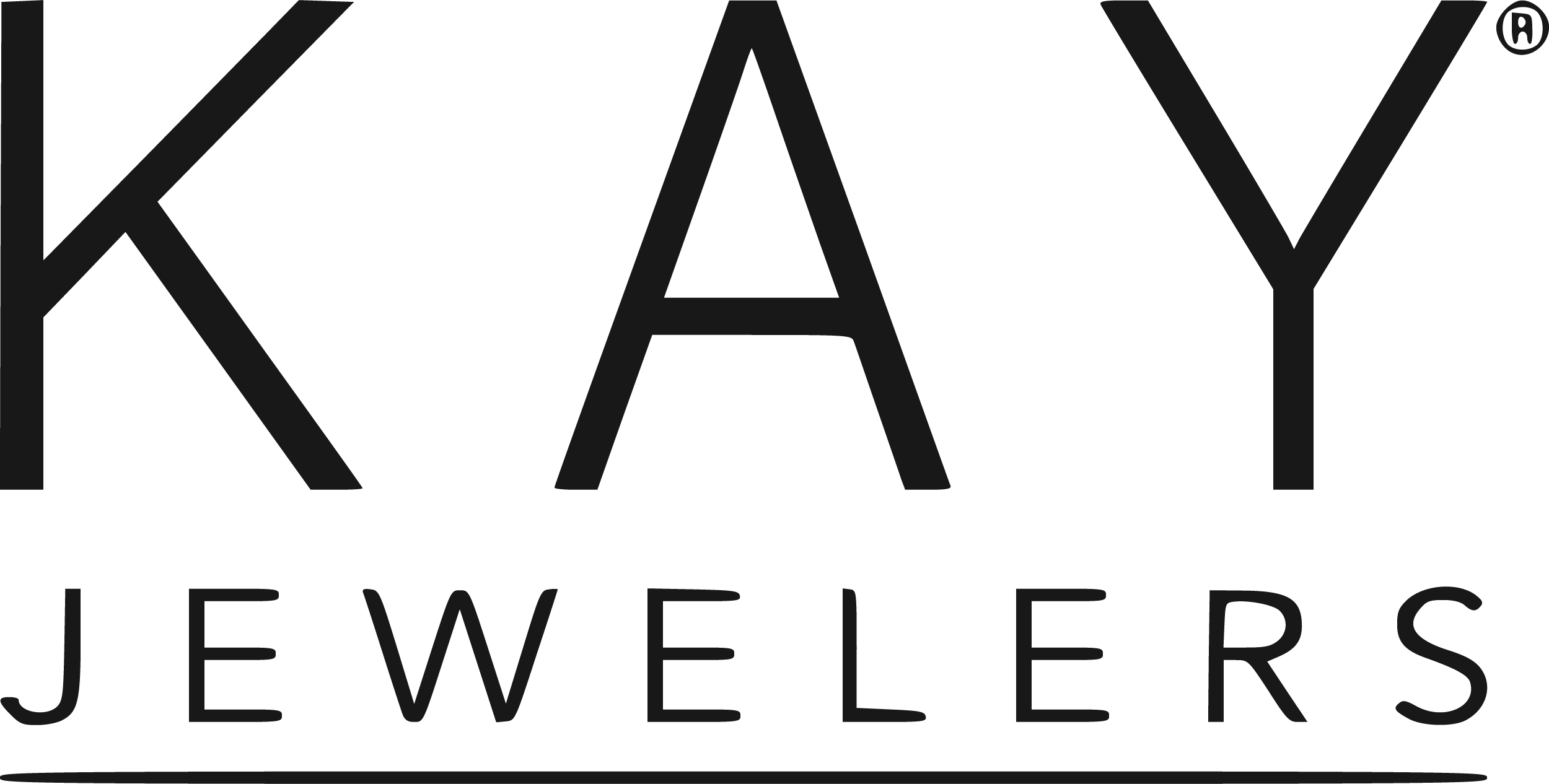 Black logo for Kay Jewelers with large stylized text and the words 'KAY JEWELERS' underneath.