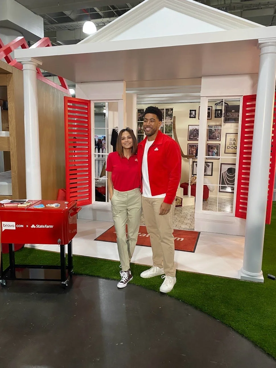 Erin Lim Rhodes from the Rundown and Jake From State Farm filming their custom open