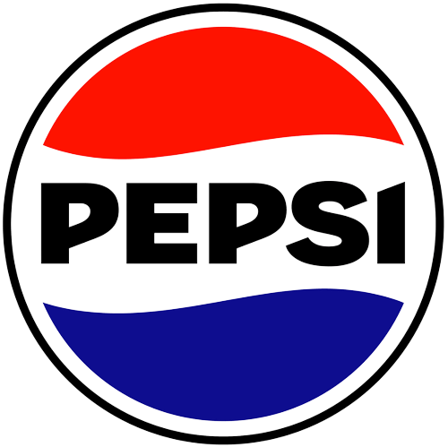 Pepsi logo with red, white, and blue colors.