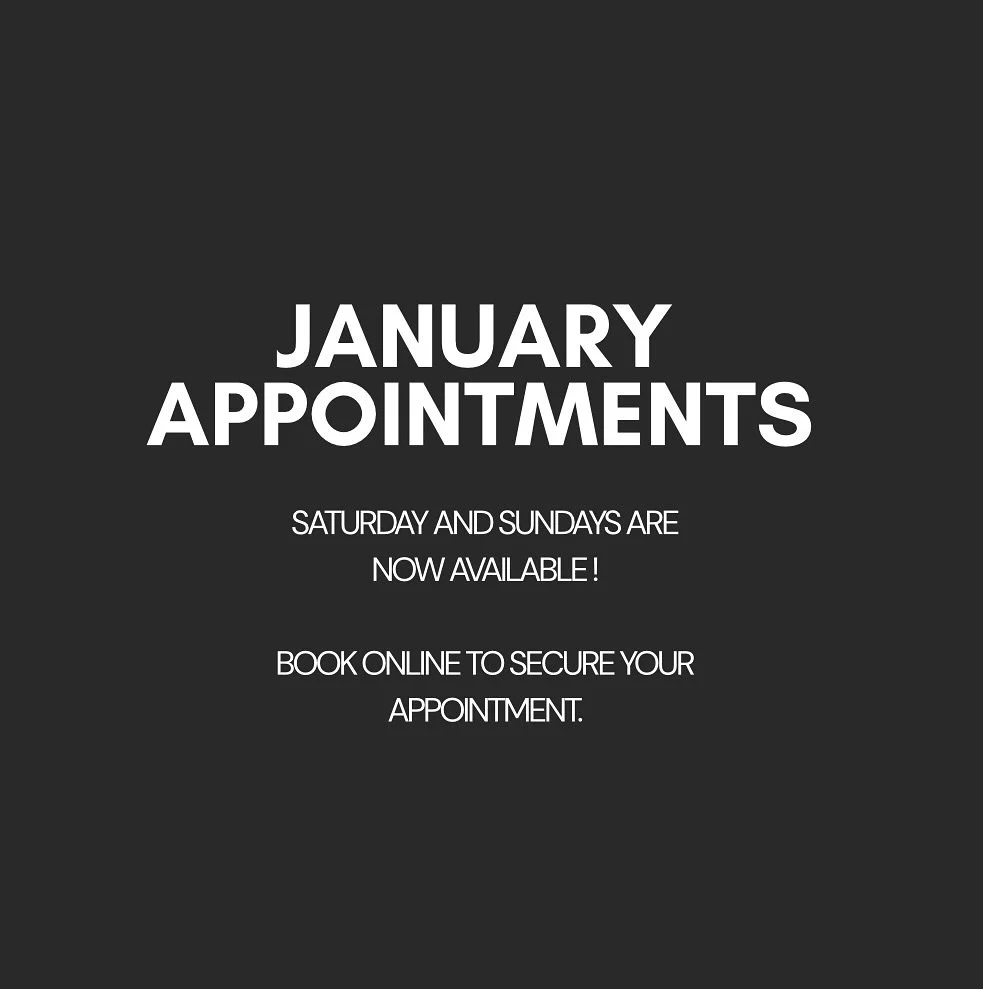 ✨January Appointments ✨

Want to book a spot? Swipe to see January availability ➡️

Weekend appointments now available! I&rsquo;m officially opening up Saturdays and Sundays this month! Bookings are filling fast - book online to secure your spot. 

?