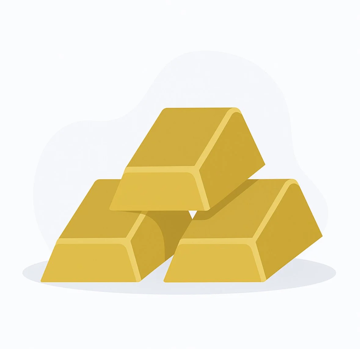 Illustration of three gold bars stacked together on a light gray background.