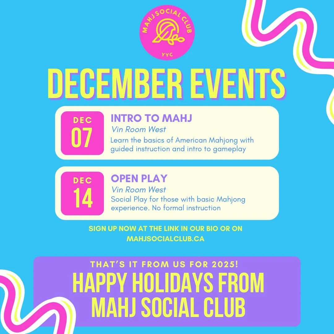 We&rsquo;re bringing some extra Merry Mahj vibes to you 🎉🎅🏼🀄️

You told us you wanted more chances to play&hellip; so we added an Open Play to the December calendar! Bring your bestie, your mom, and your holiday sparkle ✨ - the tiles are waiting.