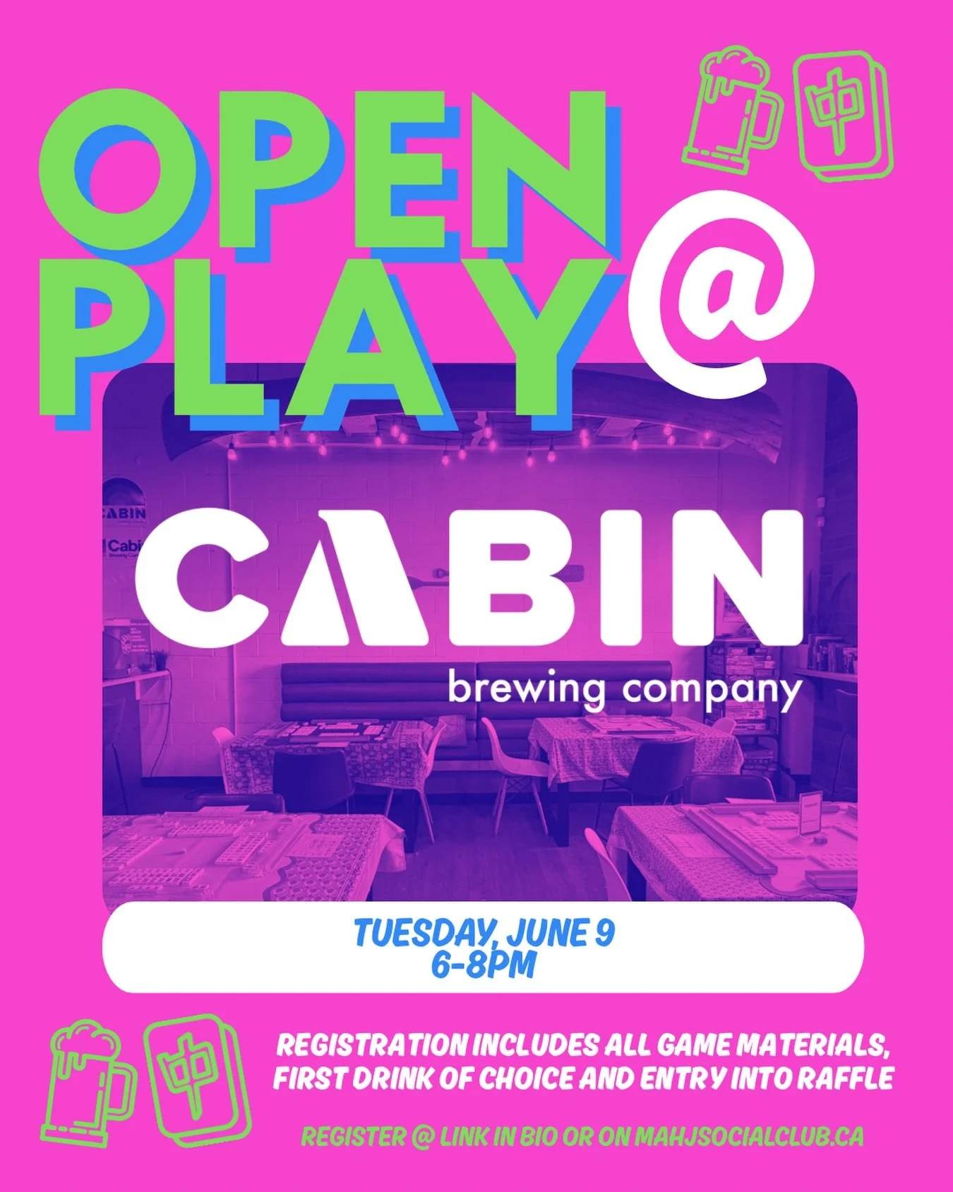 In case you needed a reminder&hellip; Open Play at Cabin is on every other week! 🍻

Come sharpen your skills, meet new players, and enjoy an evening of mahj with one of our favourite local breweries.

Grab your Mahj bestie and head to the link in ou
