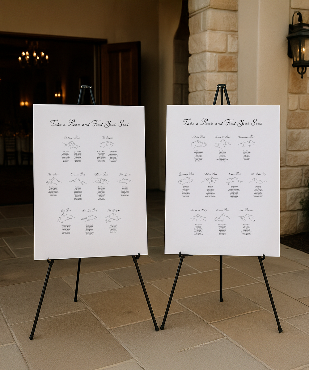 Custom 14'ers Wedding Seating Chart by Kelsey Hebert