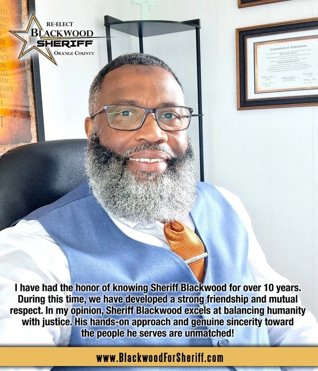 Thank you, Pastor Troy Manns of Wentworth Baptist Church, for your kind words and support. I&rsquo;m grateful for your friendship and for standing with me. 

WWW.BLACKWOODFORSHERIFF.COM

#BlackwoodForSheriff #LeadershipYouTrust #CommunityFirst #Exper