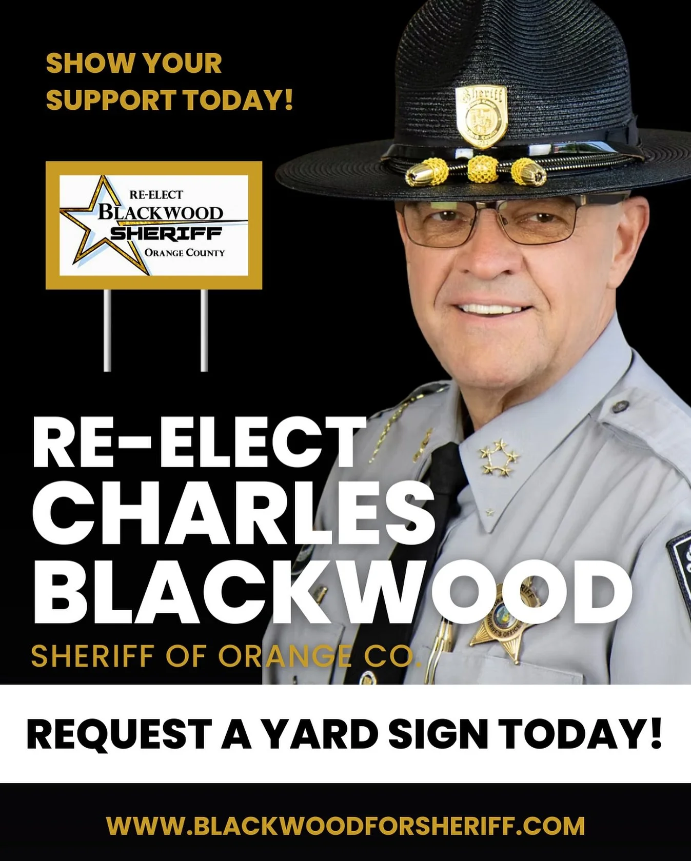 Show your support today! ⭐️

Request a yard sign today and let your neighbors know you stand for trusted by leadership. 

Visit http://www.blackwoodforsheriff.com/get-a-yard-sign to get on the list for a sign drop off! 

#blackwoodforsheriff #orangec