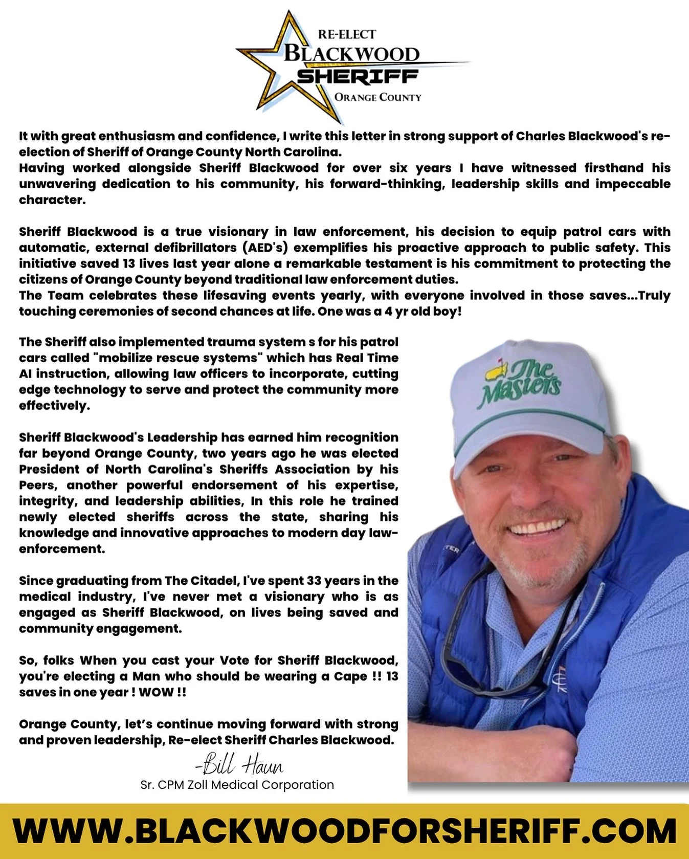 Thank you, Bill Haun for your endorsement. ⭐️

www.blackwoodforsheriff.com 

 #blackwoodforsheriff #ocso #orangeco #hillsborough #chapelhill #carrboro