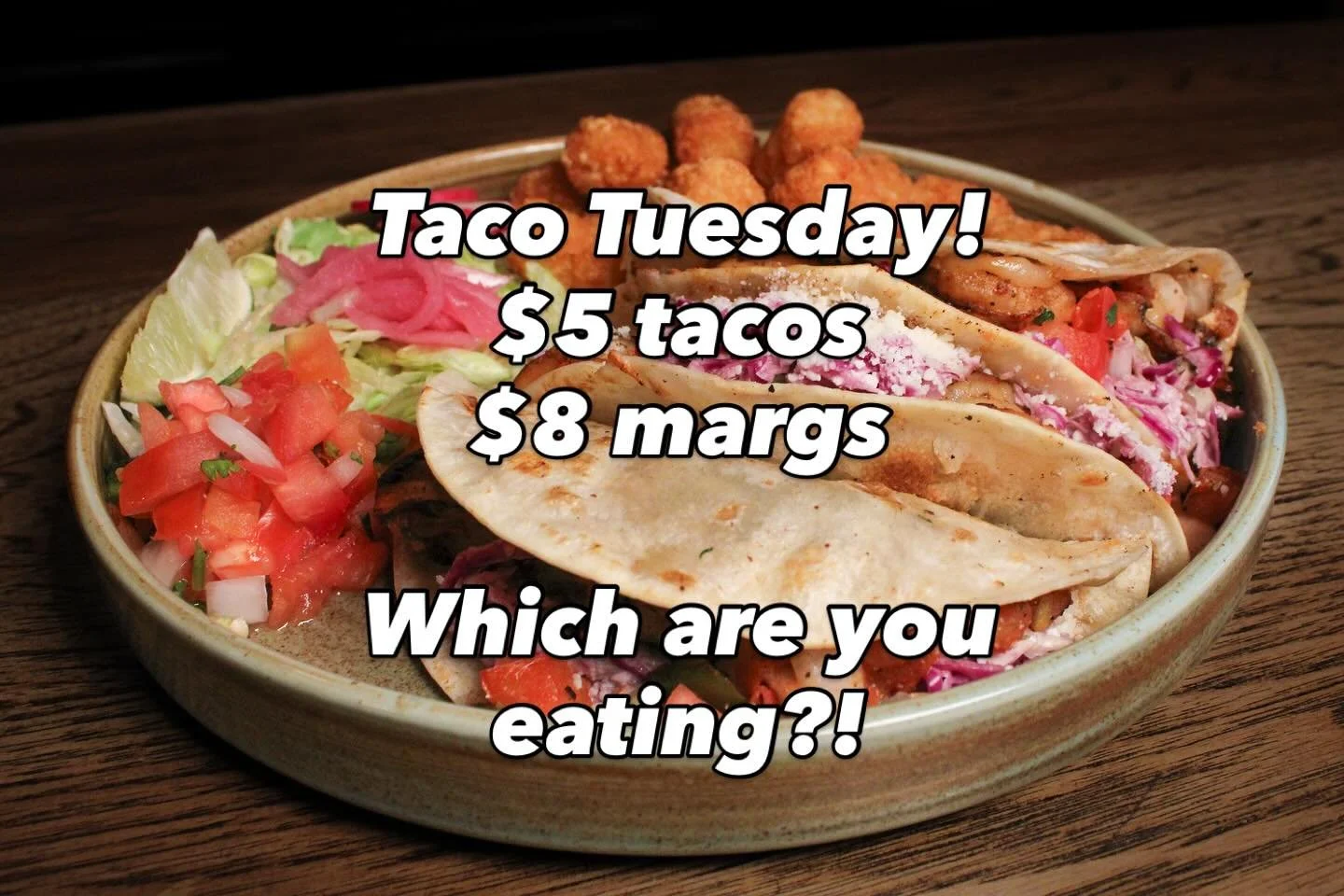 It's TACO TUESDAY!!

We have something for everybody! Carne asada! Birria! Pork! Chicken! Veggie! Vegan!

+craft cocktails 🫶

Round up your friends and come eat!