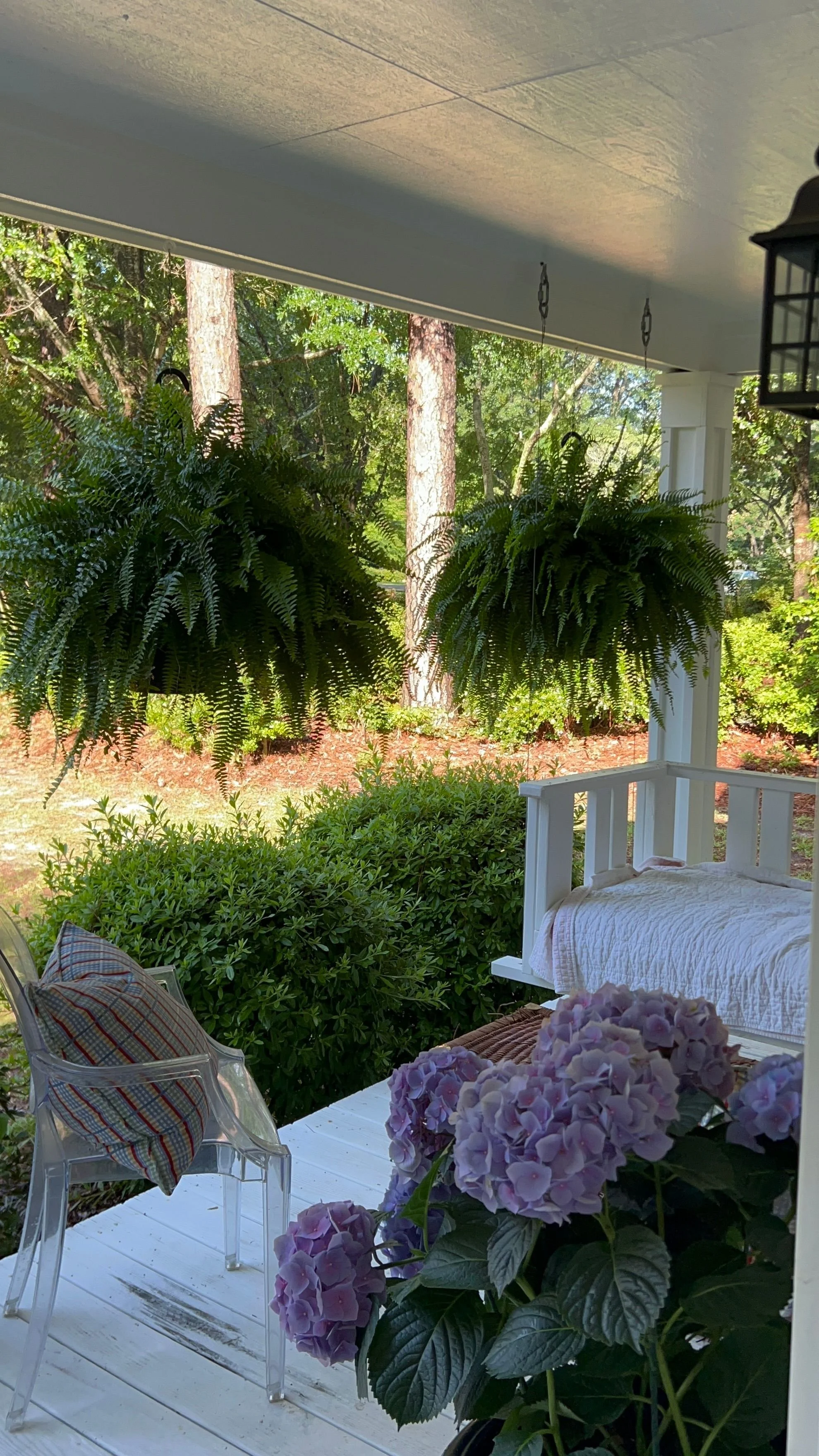 My dream front porch. This is my true safe place to sit and have a cup of coffee. We have sat here on rainy days with family in the summertime with ice cream from the local farmers market laughing and having precious conversations. I was sitting on t