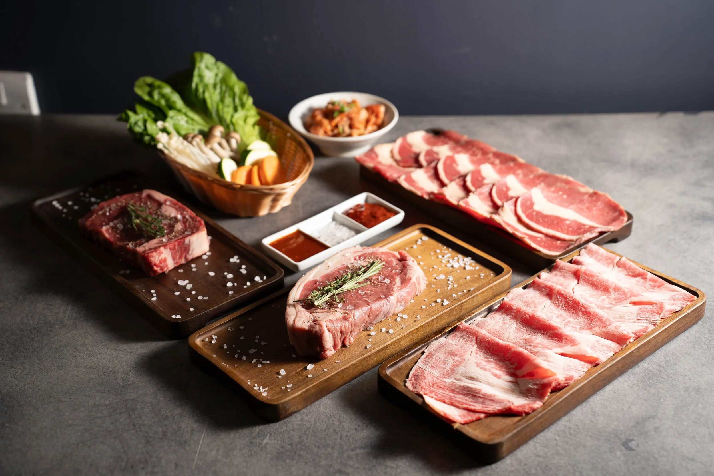 Premium halal-certified meats for Korean BBQ at NURI Korean BBQ Canary Wharf