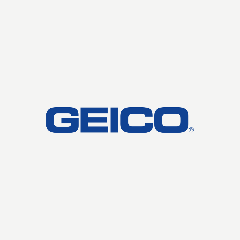 The GEICO logo in blue text on a white background.
