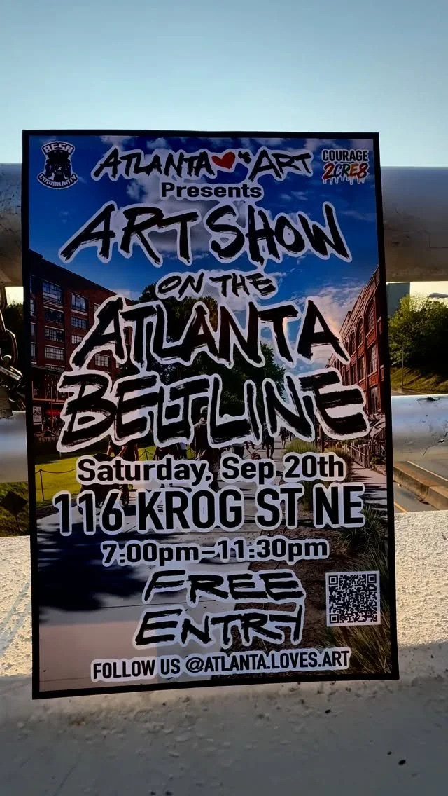 Happy Friday!!!
ATLANTA LOVES ART ❤️
FREE Art Show on the BeltLine — One Week Away!
📅 Sat, Sept 20
⏰ 7–11:30 PM
📍 116 Krog St NE
❤️ FREE ENTRY
✨ 50+ Artists • Food & Drinks • Live Performances • Good Vibes ✨
This