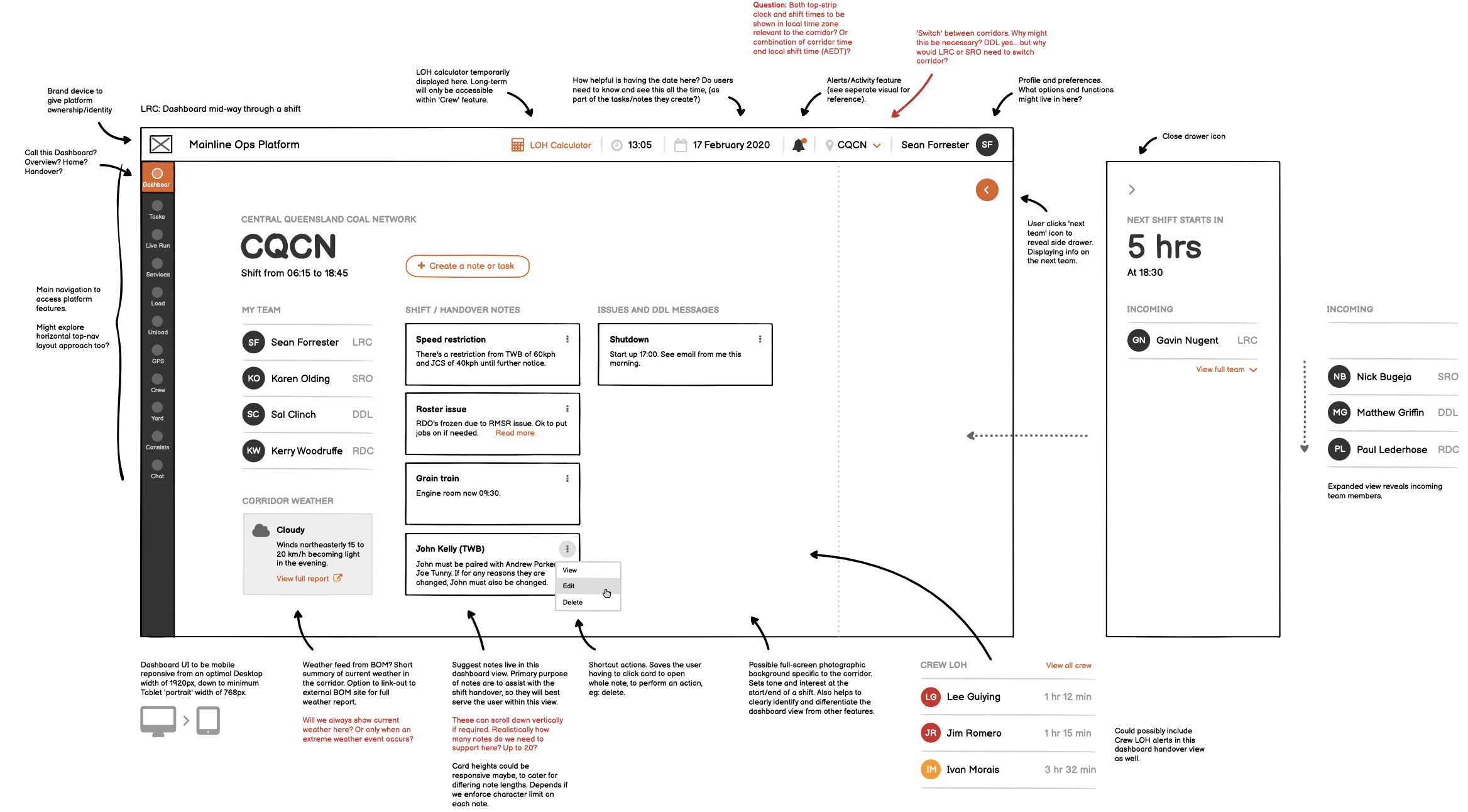 A number of key features were designed, including; Task Management, Operational Maps, Arrival and Departures, Service List and Dashboard Analytics.