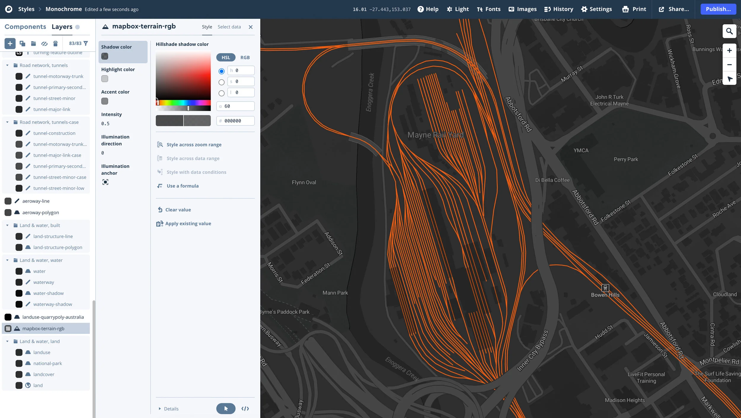 The business required the merging of Aurizon track and location data with open-source real-world data, such as topography, administrative boundaries and streets etc. We determined that MapBox offered the best solution. Utilising OpenStreetMaps (OSM)