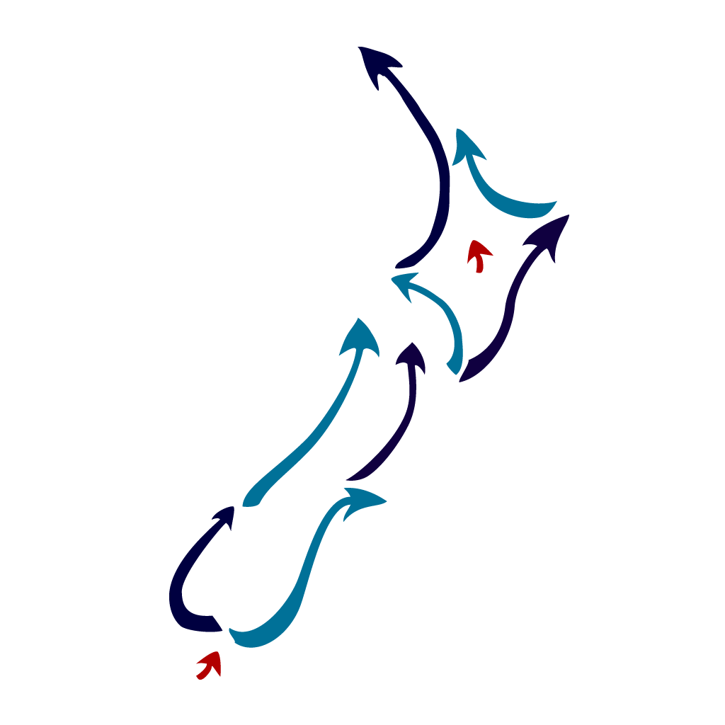 WERCS Agency stylised logo in the shape of Aotearoa New Zealand