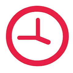 Red clock showing 4:00.