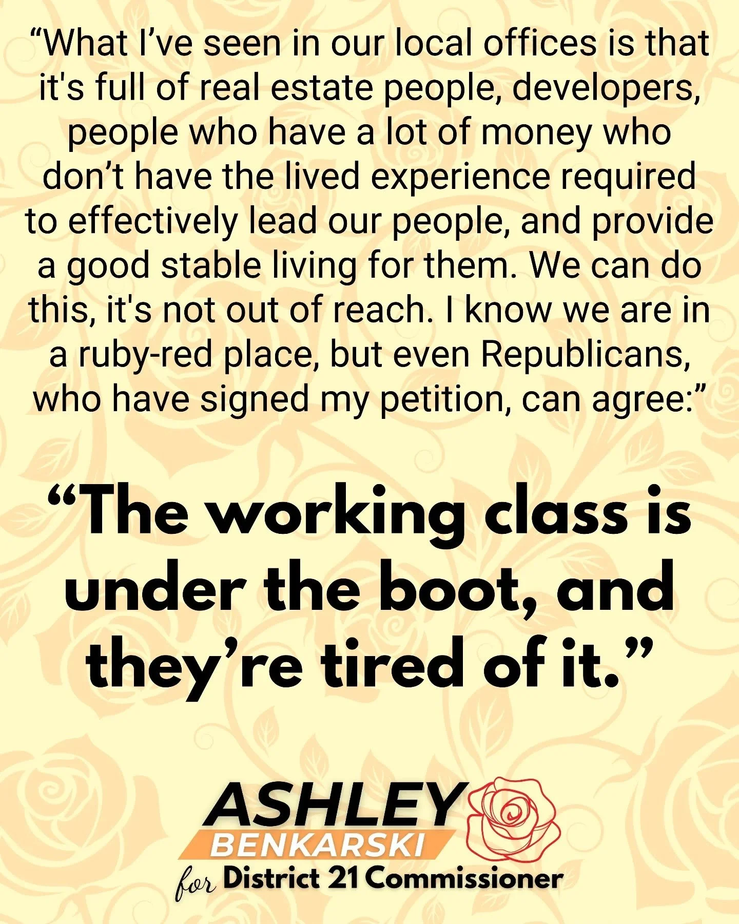 Working Families First,
Working Families Always.

Vote Ashley Benkarski in the Democratic primary for Rutherford County Commission District 21. It's time for change.