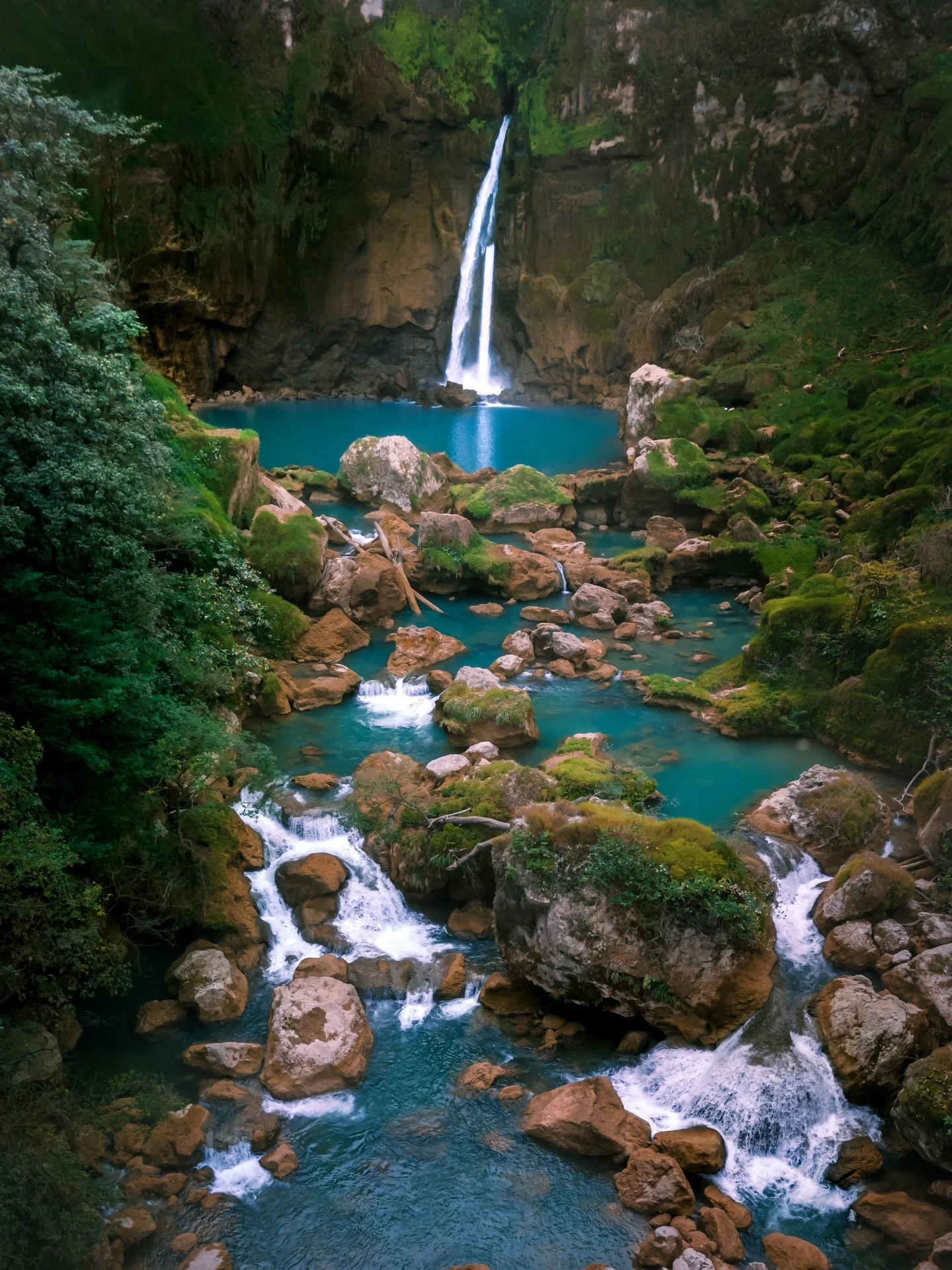 Brought by @nihi to a hidden waterfall in a valley on the island of Sumba. This is Blue Waterfall. Named after its  cascading turquoise pools, it took over an hour&rsquo;s hike through a national park to reach this breathtaking spot.
.
📍 Blue Waterf