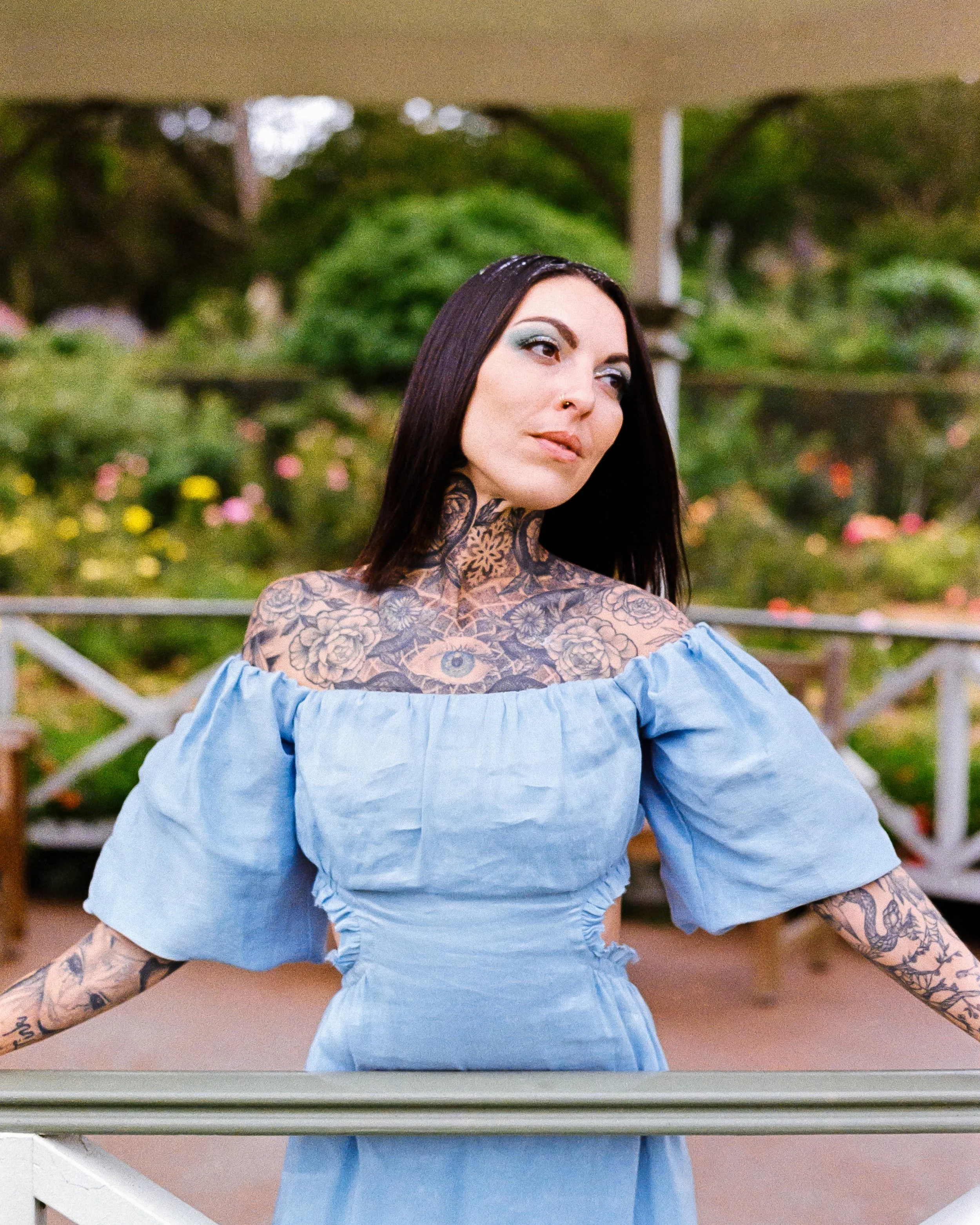 a soft but striking portrait of Lucy Price, dressed as an alternative cinderella, looking wistfully into the distance, on 35mm Film - Pro Image 100