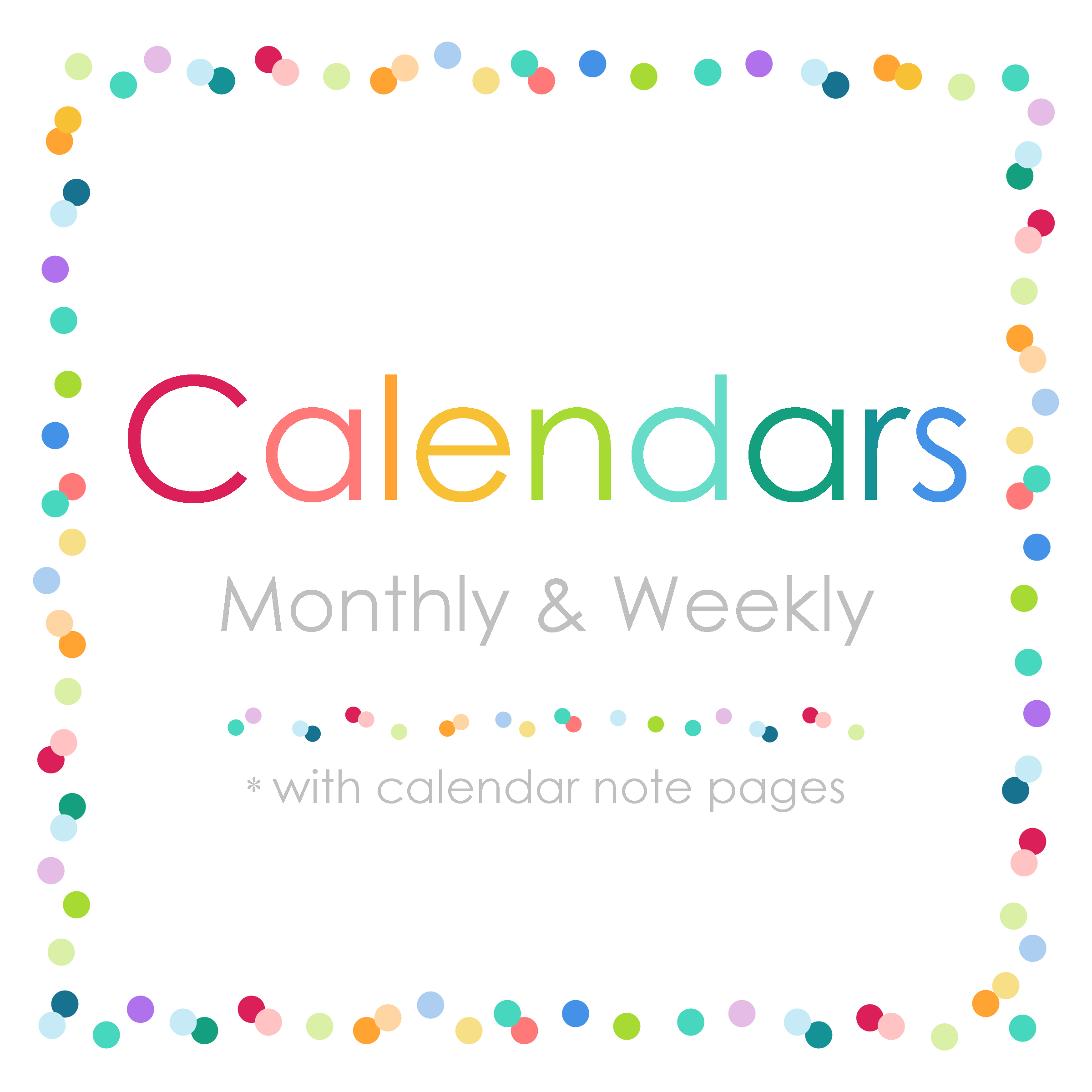 CONFETTI CALENDAR PRINTABLE DIGITAL IPAD GOODNOTES PLANNER